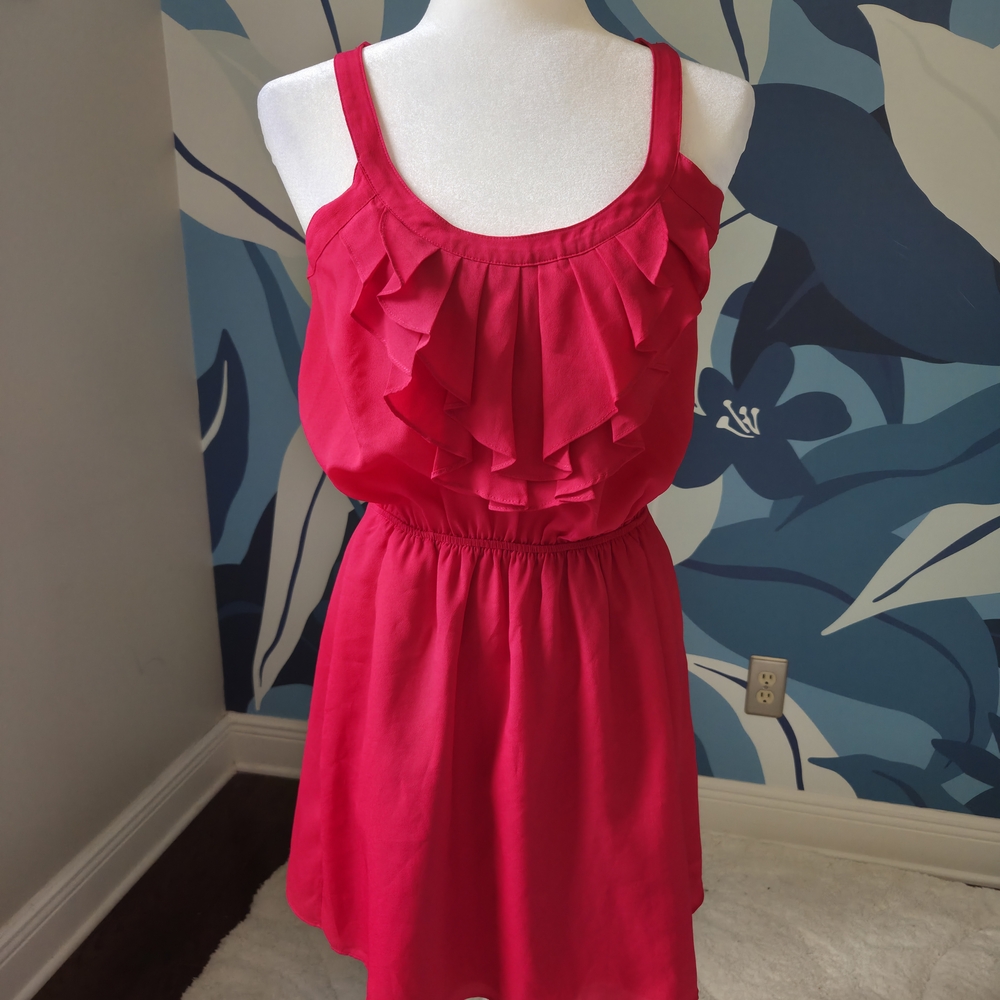 Express Red Ruffle Midi Dress